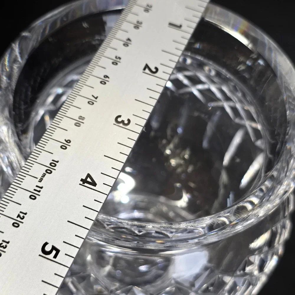 Vintage Cut Lead Crystal Pedestal Vase Compote Clear Diamond Pattern 7